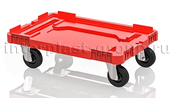 Тележка пластиковая сплошная без тормозов усиленная красная в Миассе Тележка пластиковая сплошная без тормозов усиленная красная в Миассе