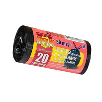 Мешки для мусора 20 л, с ручками, черные, в рулоне 30 шт., ПНД, 10 мкм, 550х440 мм, Крепак, 4607075710276 в Миассе Мешки для мусора 20 л, с ручками, черные, в рулоне 30 шт., ПНД, 10 мкм, 550х440 мм, Крепак, 4607075710276 в Миассе