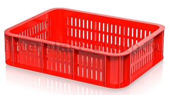 Ящик (лоток) кондитерский перфорированные стенки сплошное дно красный в Миассе