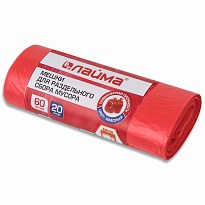 Мешки для мусора 60 л, красный, в рулоне 20 шт., ПНД, 10 мкм, 680х580 мм, LAIMA, 606702 в Миассе Мешки для мусора 60 л, красный, в рулоне 20 шт., ПНД, 10 мкм, 680х580 мм, LAIMA, 606702 в Миассе