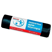 Мешки для мусора 160 л, черные, в рулоне 20 шт., ПВД, 30 мкм, 1200х870 мм, PACLAN Professional, 604082 в Миассе Мешки для мусора 160 л, черные, в рулоне 20 шт., ПВД, 30 мкм, 1200х870 мм, PACLAN Professional, 604082 в Миассе