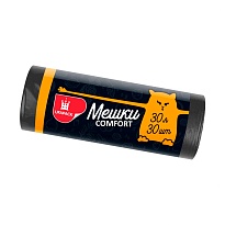 Мешки для мусора 30 л, черные, в рулоне 30 шт., ПНД, 7 мкм, 560х480 мм, Comfort, М0291 (МН 30-30ч) в Миассе