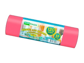 Мешки для мусора 120 л, с завязками, красные, в рулоне 10 шт., ПНД, 15 мкм, 800х750 мм, VIP, Z12010red в Миассе