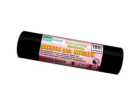 Мешки для мусора 180 л, ароматизированные, черные, в рулоне 10 шт., ПВД, 50 мкм, 1100х930 мм, EXTRA black, 18008301 в Миассе