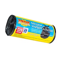 Мешки для мусора 120 л, черные, в рулоне 20 шт., ПНД, 15 мкм, 1100х700 мм, Крепак, 4607075710207 в Миассе
