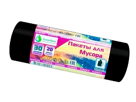 Мешки для мусора 30 л, черные, в рулоне 20 шт., ПНД, 7 мкм, 600х500 мм, MIRPACK Classik, 302040 в Миассе