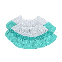 Бахилы бело-бирюзовые 1000 шт (500 пар), 48 мкм, двойная подошва, с одной резинкой, Эконом+ в Миассе