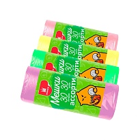 Мешки для мусора 30 л, ассорти, в рулоне 30 шт., ПНД, 5 мкм, 560х480 мм, Эконом, МЭ8716 в Миассе