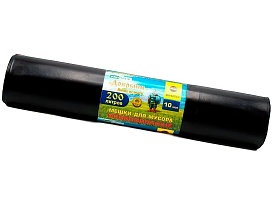 Мешки для мусора 200 л, ароматизированные, черные, в рулоне 10 шт., ПВД, 100 мкм, 1200х800 мм, Добрыня, Dob20010black в Миассе