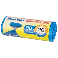 Мешки для мусора 90 л, синие, в рулоне 20 шт., ПНД, 14 мкм, 900х700 мм, LAIMA ULTRA, 607693 в Миассе