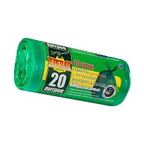 Мешки для мусора 20 л, биоразлагаемые, с ручками, черные, в рулоне 30 шт., ПНД, 10 мкм, 550х440 мм, Крепак, 4607075710047 в Миассе