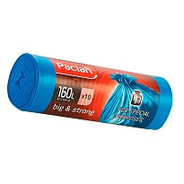 Мешки для мусора 160 л, синие, в рулоне 10 шт., ПВД, 21 мкм, 1200х870 мм, PACLAN Big&Strong, 604075 в Миассе