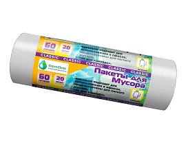 Мешки для мусора 60 л, белые, в рулоне 20 шт., ПНД, 7 мкм, 700х600 мм, MIRPACK Classik, 602052 в Миассе