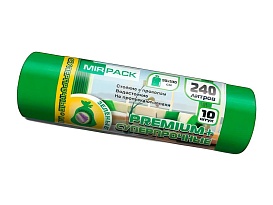 Мешки для мусора 240 л, ароматизированные, зеленые, в рулоне 10 шт., ПВД 45 мкм, 1300х930 мм, PREMIUM+, 240108301 в Миассе Мешки для мусора 240 л, ароматизированные, зеленые, в рулоне 10 шт., ПВД 45 мкм, 1300х930 мм, PREMIUM+, 240108301 в Миассе