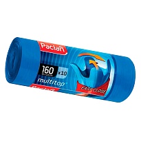 Мешки для мусора 160 л, с ушками, синие, в рулоне 10 шт., ПВД, 30 мкм, 1250х900 мм, PACLAN Multitop, 604064 в Миассе