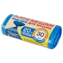 Мешки для мусора 20 л, синие, в рулоне 30 шт., ПНД, 8 мкм, 500х450 мм, LAIMA, 607682 в Миассе