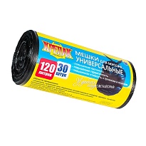 Мешки для мусора 120 л, черные, в рулоне 30 шт., ПНД, 15 мкм, 1100х700 мм, Крепак, 4607075710122 в Миассе