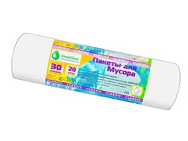 Мешки для мусора 30 л, белые, в рулоне 20 шт., ПНД, 7 мкм, 600х500 мм, MIRPACK Classik, 302042 в Миассе Мешки для мусора 30 л, белые, в рулоне 20 шт., ПНД, 7 мкм, 600х500 мм, MIRPACK Classik, 302042 в Миассе