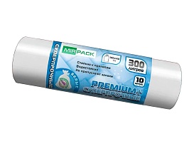 Мешки для мусора 300 л, белые, в рулоне 10 шт., ПВД 70 мкм, 1400х1000 мм, PREMIUM+, 300101602 в Миассе