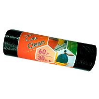 Мешки для мусора 60 л, черные, в рулоне 30 шт., ПНД, 6 мкм, 640х580 мм, Концепция Быта EcoClean, 603890 в Миассе