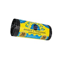 Мешки для мусора 30 л, с ушками, черные, в рулоне 30 шт., ПНД, 8 мкм, 580х460 мм, Крепакоф, 4607075710412 в Миассе Мешки для мусора 30 л, с ушками, черные, в рулоне 30 шт., ПНД, 8 мкм, 580х460 мм, Крепакоф, 4607075710412 в Миассе