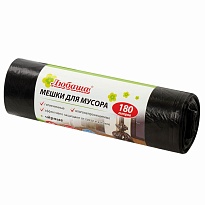 Мешки для мусора 180 л, черные, в рулоне 10 шт., ПВД, 24 мкм, 1060х800 мм, Любаша, 605336 в Миассе Мешки для мусора 180 л, черные, в рулоне 10 шт., ПВД, 24 мкм, 1060х800 мм, Любаша, 605336 в Миассе