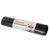 Мешки для мусора 240 л, черные, в рулоне 5 шт., ПВД 30 мкм, 1300х900 мм, Любаша, 605338 в Миассе Мешки для мусора 240 л, черные, в рулоне 5 шт., ПВД 30 мкм, 1300х900 мм, Любаша, 605338 в Миассе