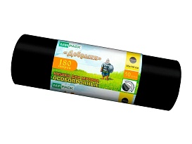 Мешки для мусора 180 л, ароматизированные, черные, в рулоне 10 шт., ПВД, 100 мкм, 1100х930 мм, Добрыня, Dob18010black в Миассе